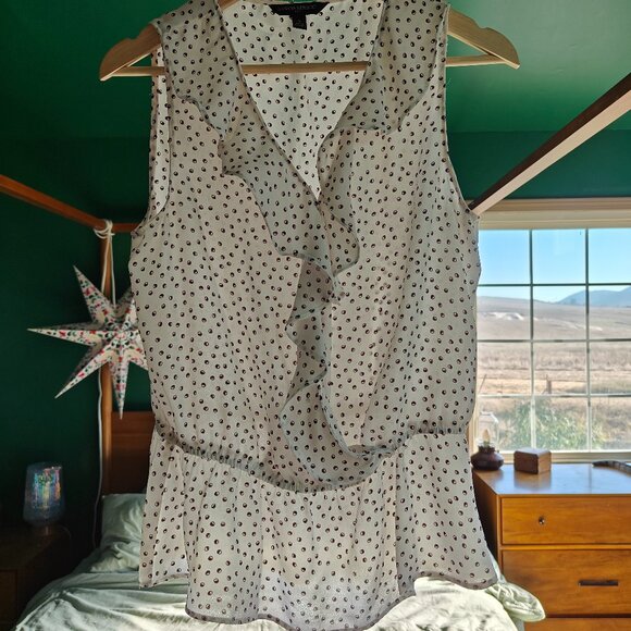 Banana Republic Polka Dot Ruffle Peplum Sleeveless Blouse – Size S - Picture 1 of 4